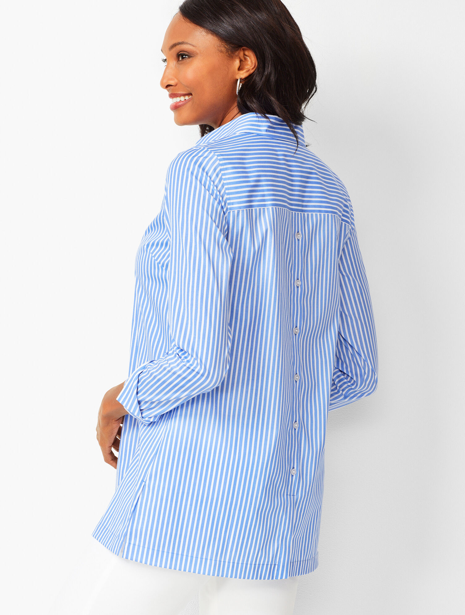 Talbots Tunic Perfect Button-Back Tunic - Stripe | Talbots