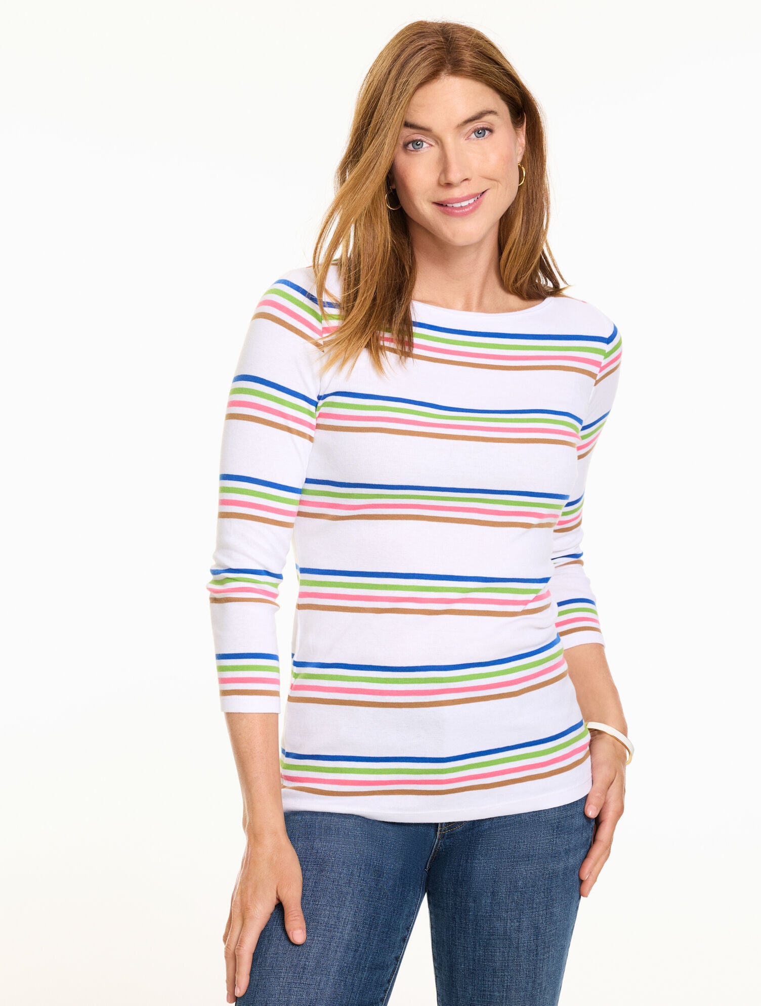 Bateau Neck Tee - Bronwyn Stripe