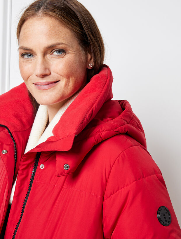 Fleece-Lined Hooded Quilted Puffer Coat