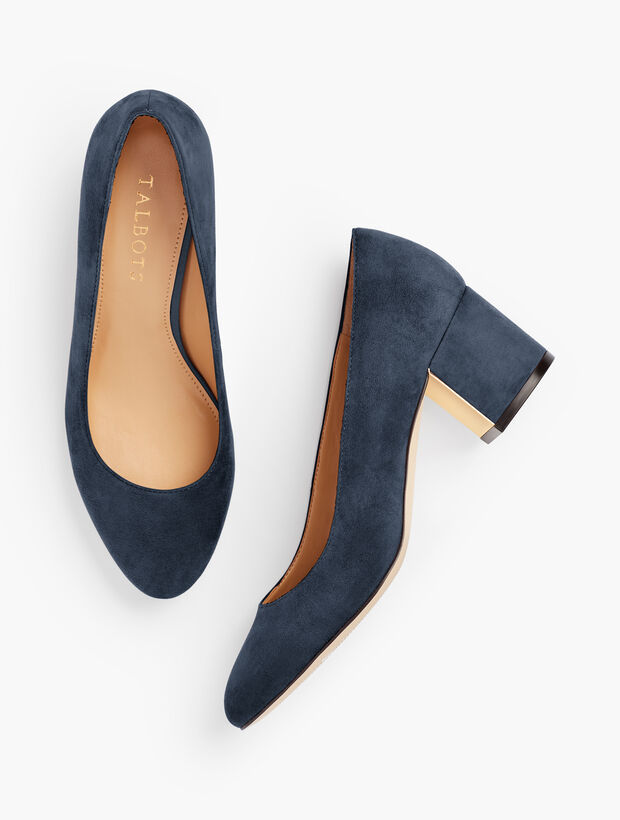 Isa Block Heel Pumps - Suede