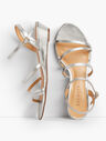 Capri Multi-Strap Mini-Wedge Sandals - Metallic