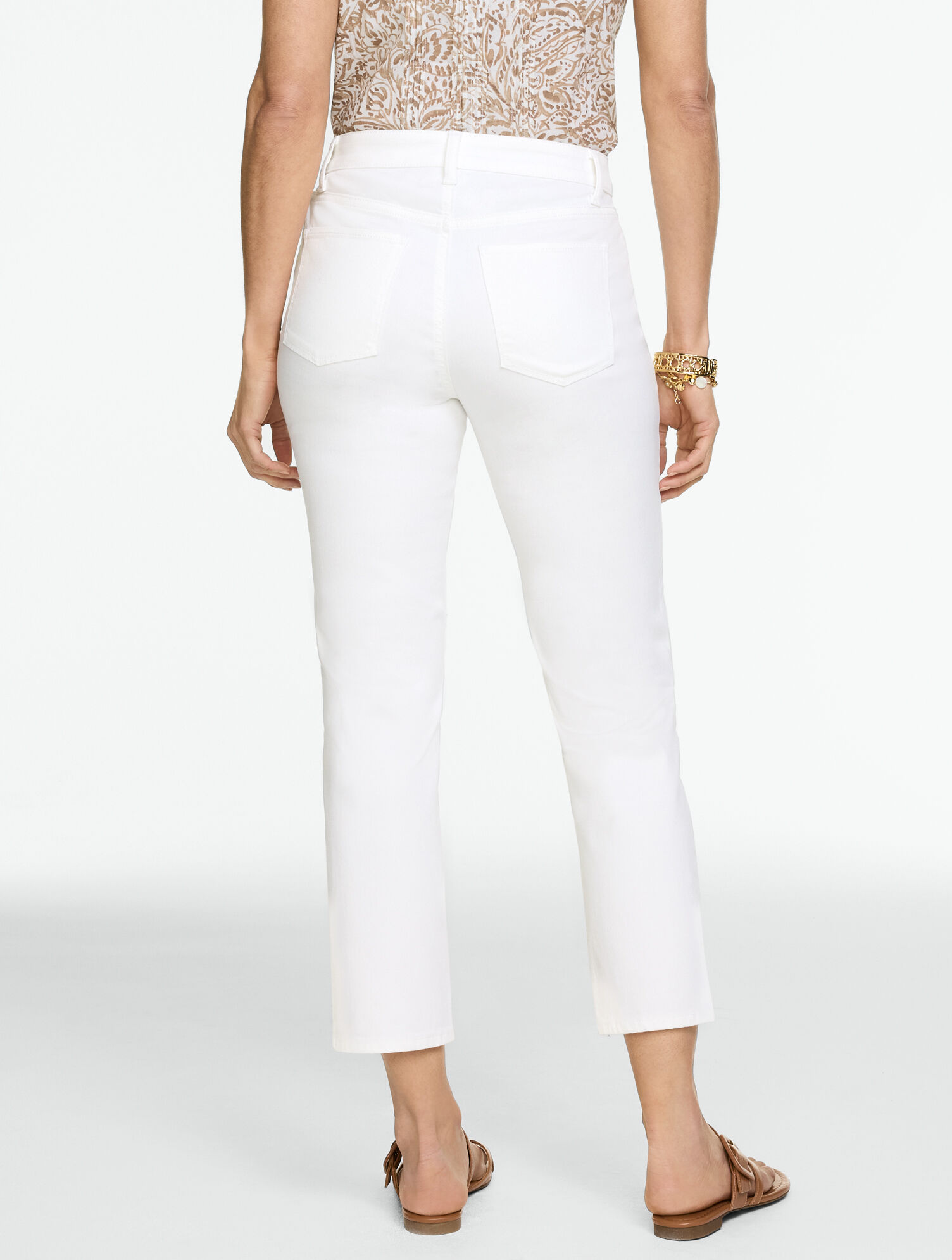 Straight Crop Lightweight Jeans - White