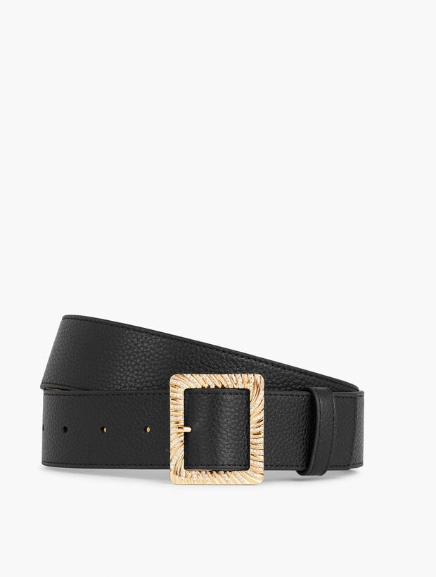 Embellished Buckle Leather Belt | Talbots