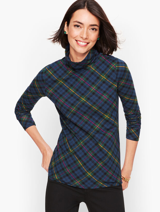 Long Sleeve Turtleneck Tee - Tinsel Tartan