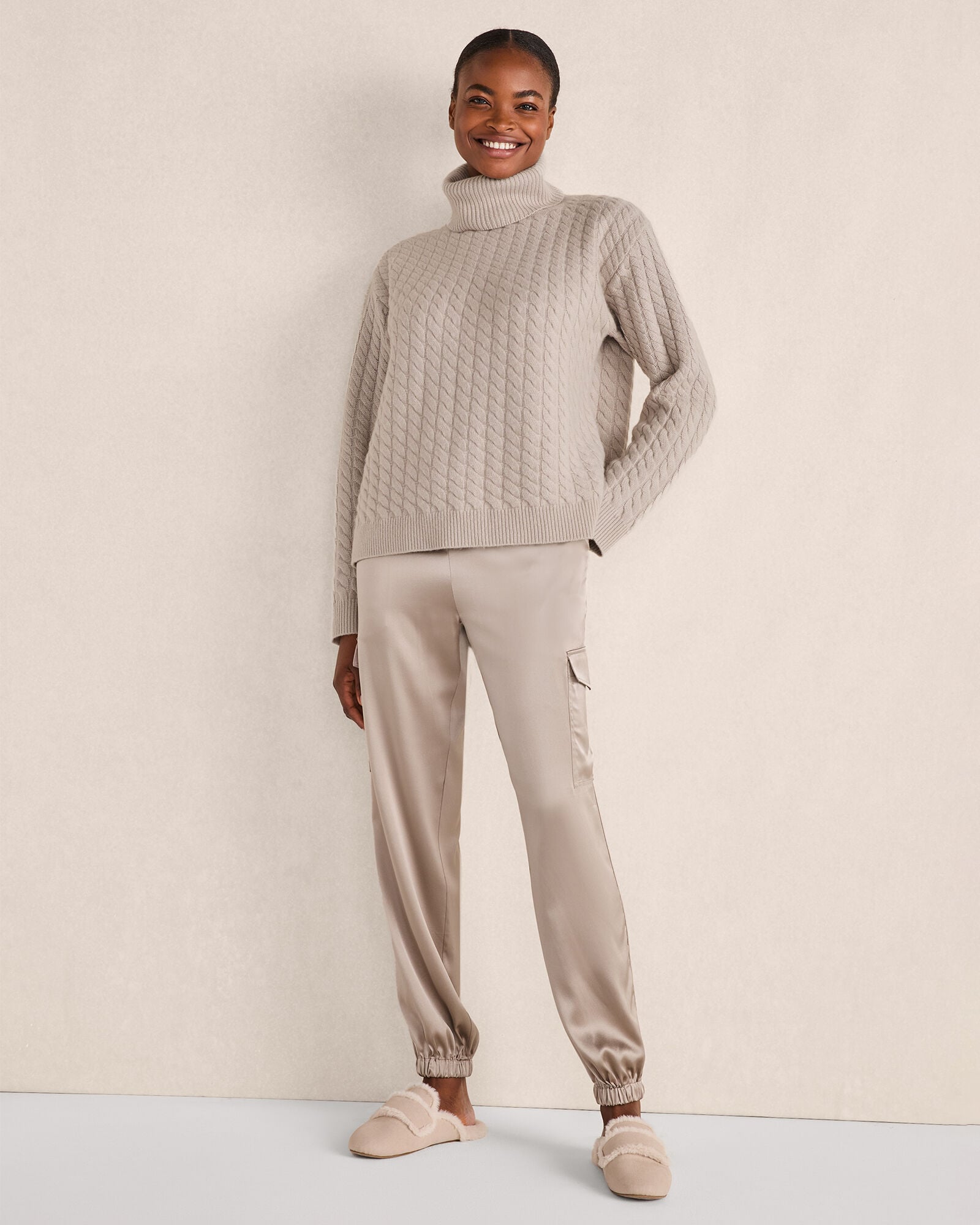 Cashmere Cable Knit Turtleneck Sweater