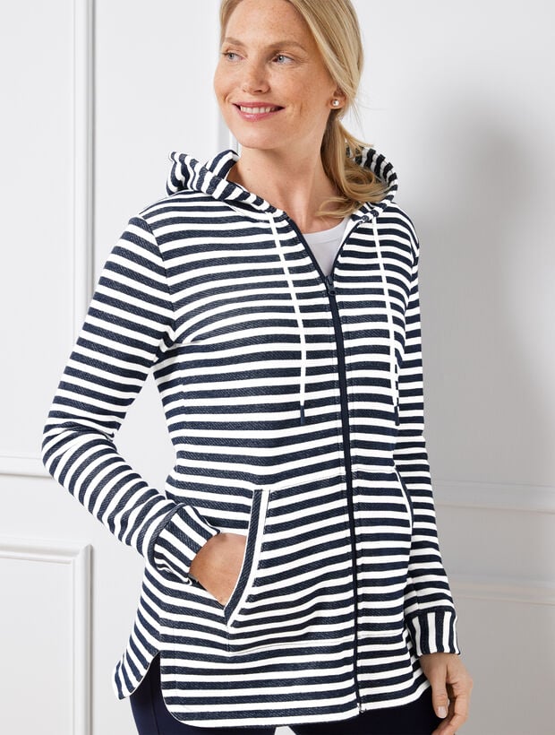 Vale Stripe Classic French Terry Hooded Jacket
