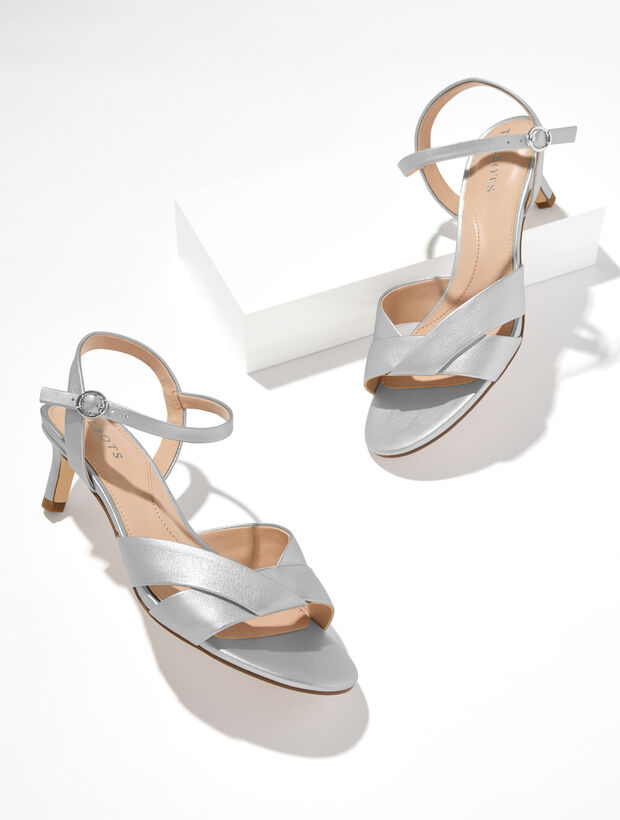 Talia Metallic Leather Kitten Heel Sandals