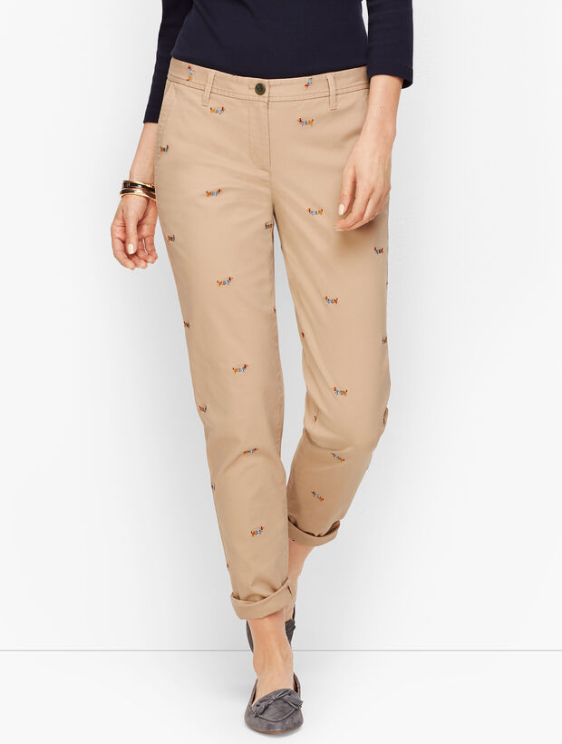 Girlfriend Chinos - Dachshund Embroidered