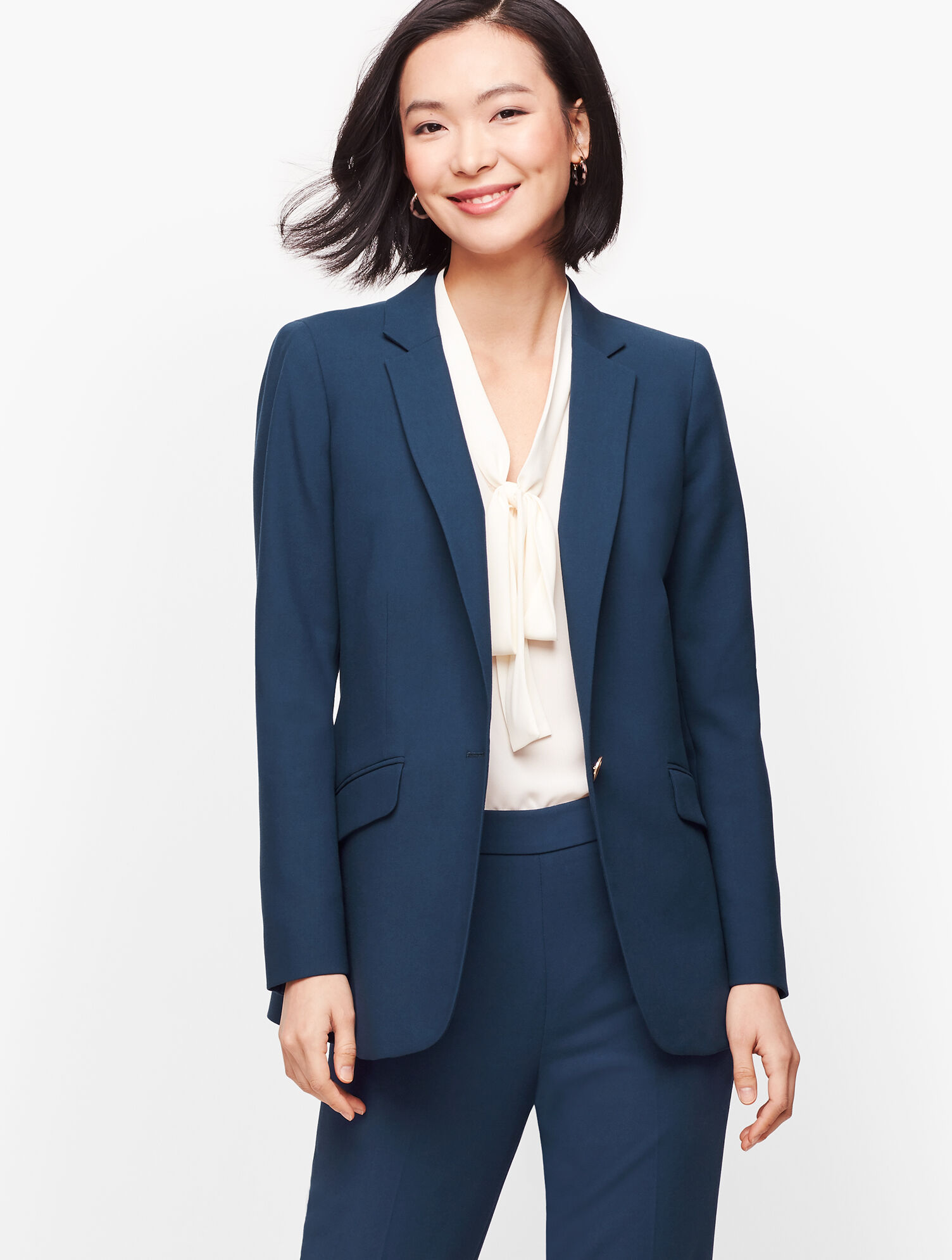 Luxe Double Weave Single Button Blazer | Talbots