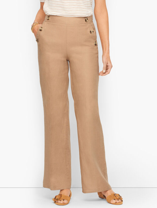 Wide Leg Linen Sailor Pants