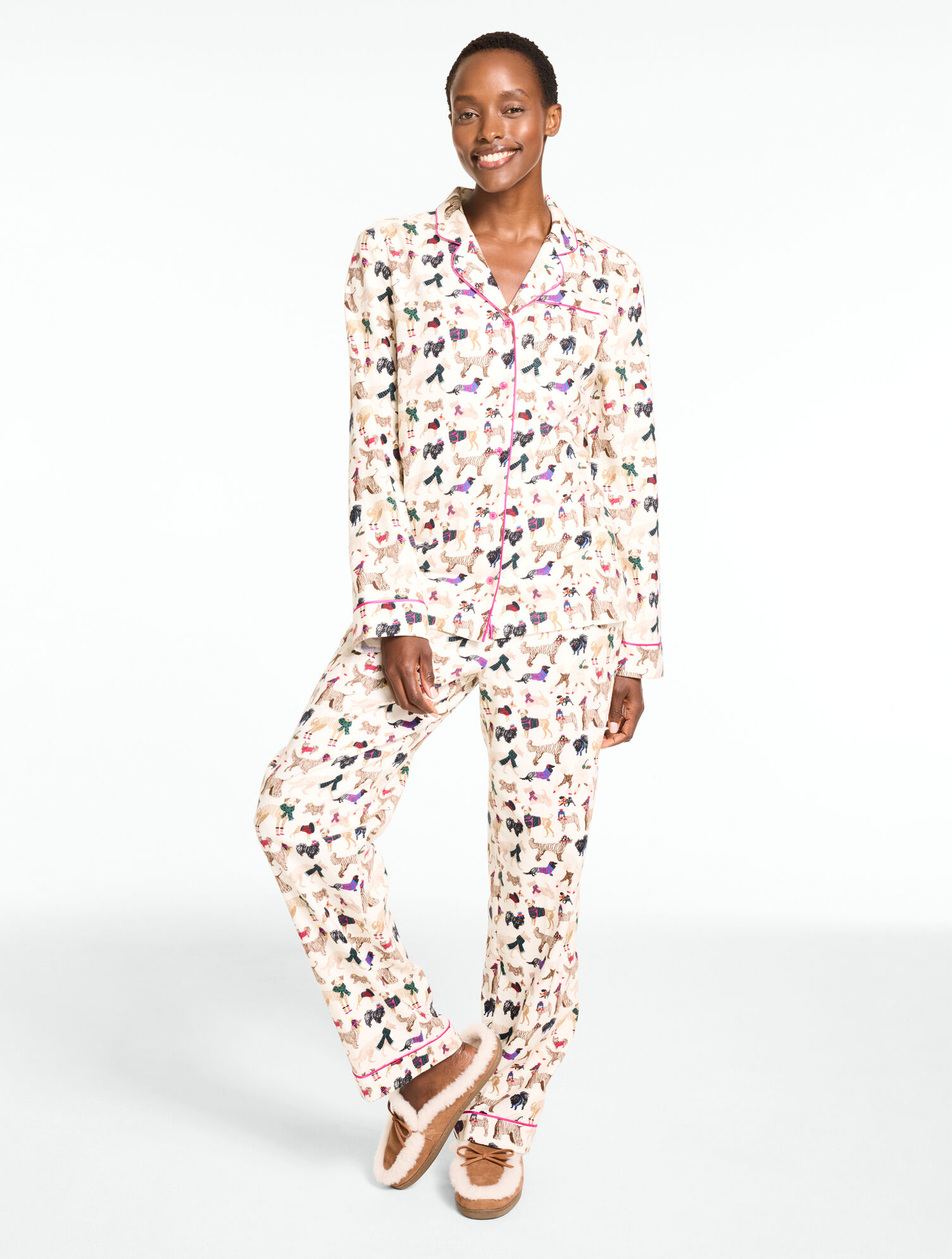 Cotton Flannel Pajama Set - Sketch Dogs