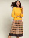 Stripe Pleated Midi Skirt