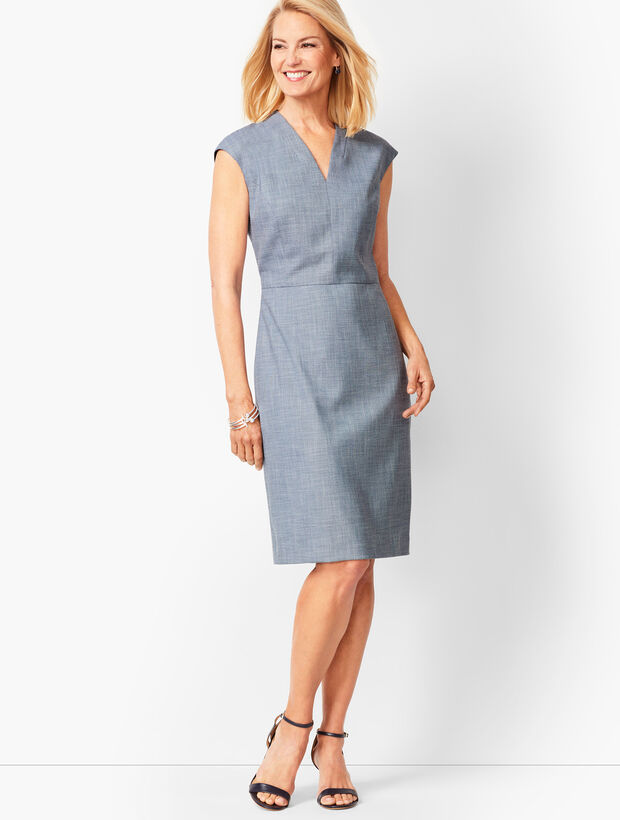 Tailored Sharkskin Sheath Dress