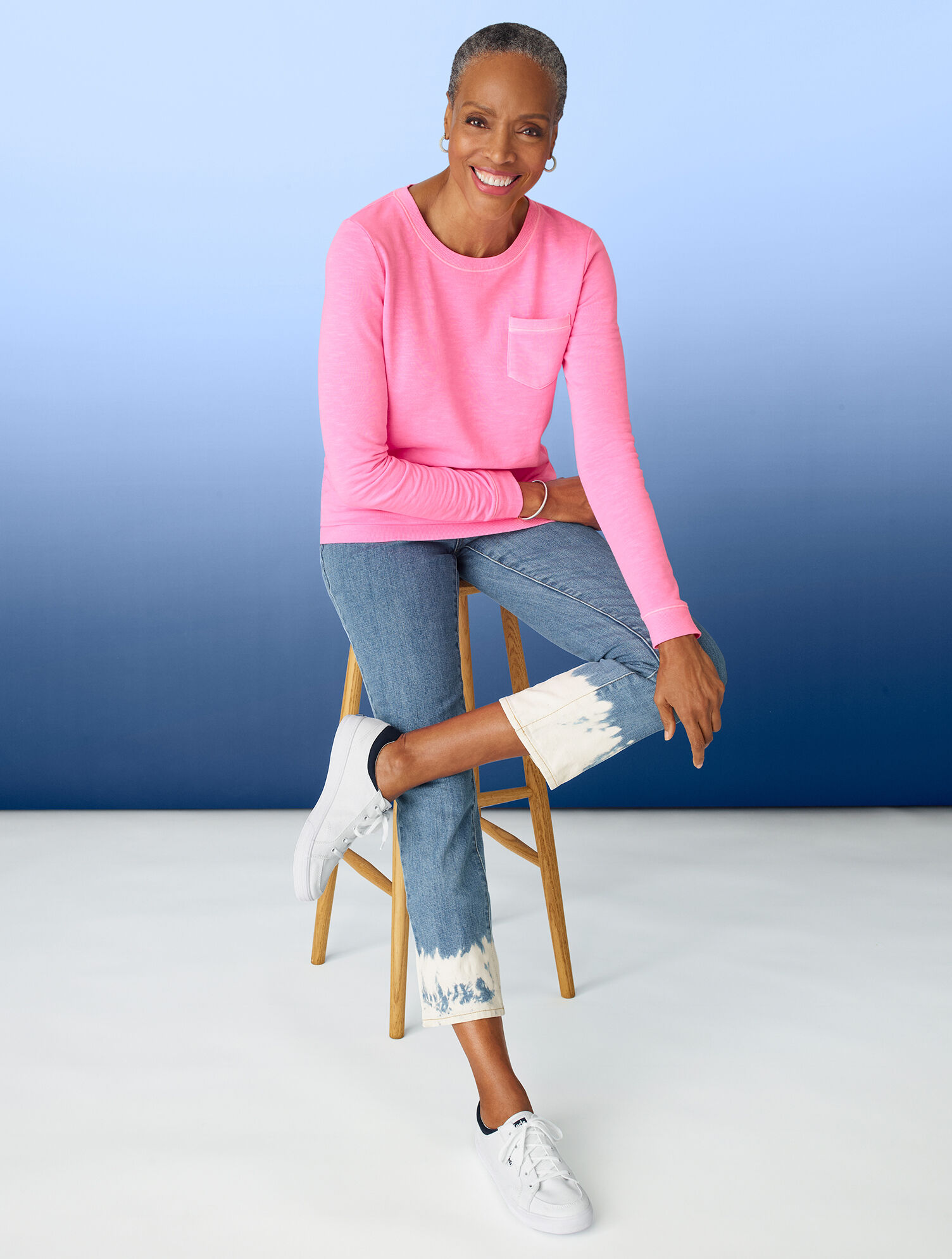 Pocket Crewneck Sweatshirt - Neon Garment Dye