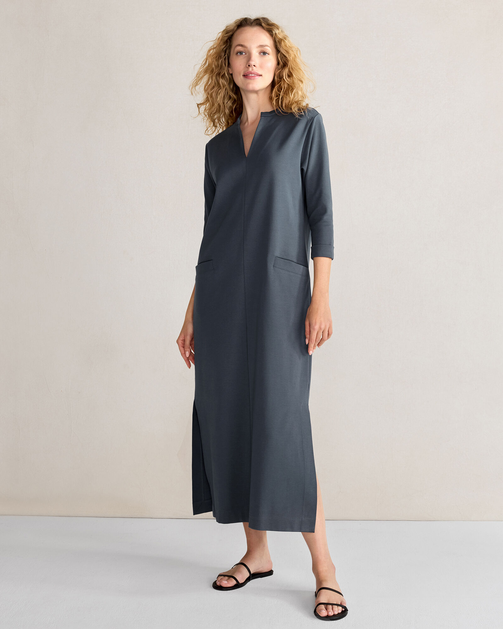 Polished Lounge Split-Neck Dress