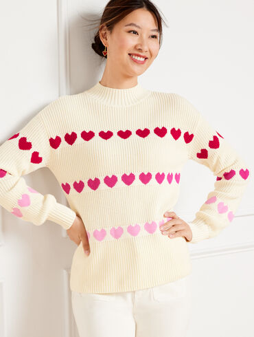 Shaker Stitch Mockneck Sweater - Heart