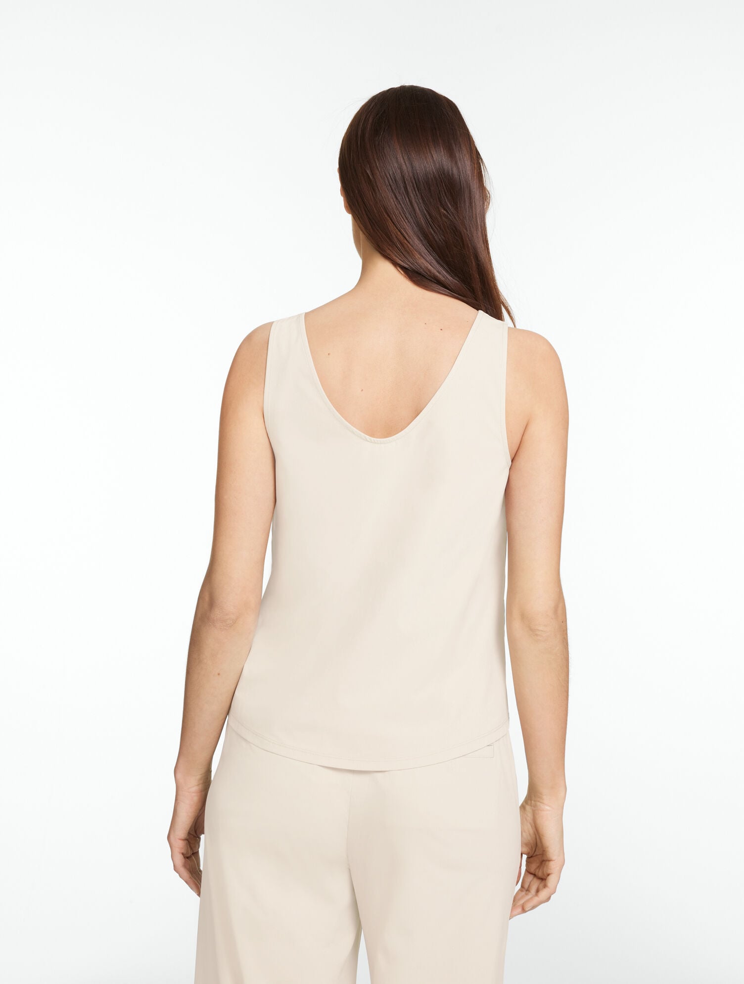 Lightweight Woven Stretch Double V-Neck Tank Top
