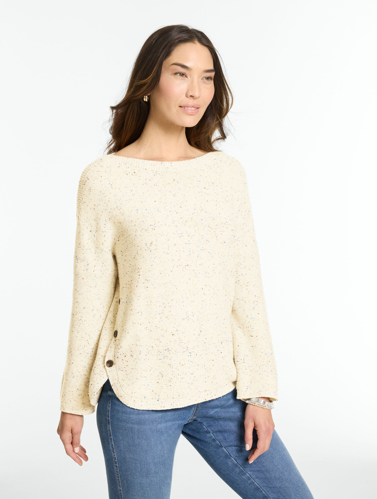 Donegal Button Hem Pullover