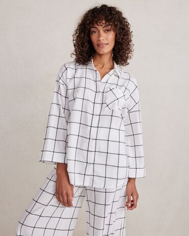 ECOVERO&trade; Flannel Windowpane Pajama Shirt