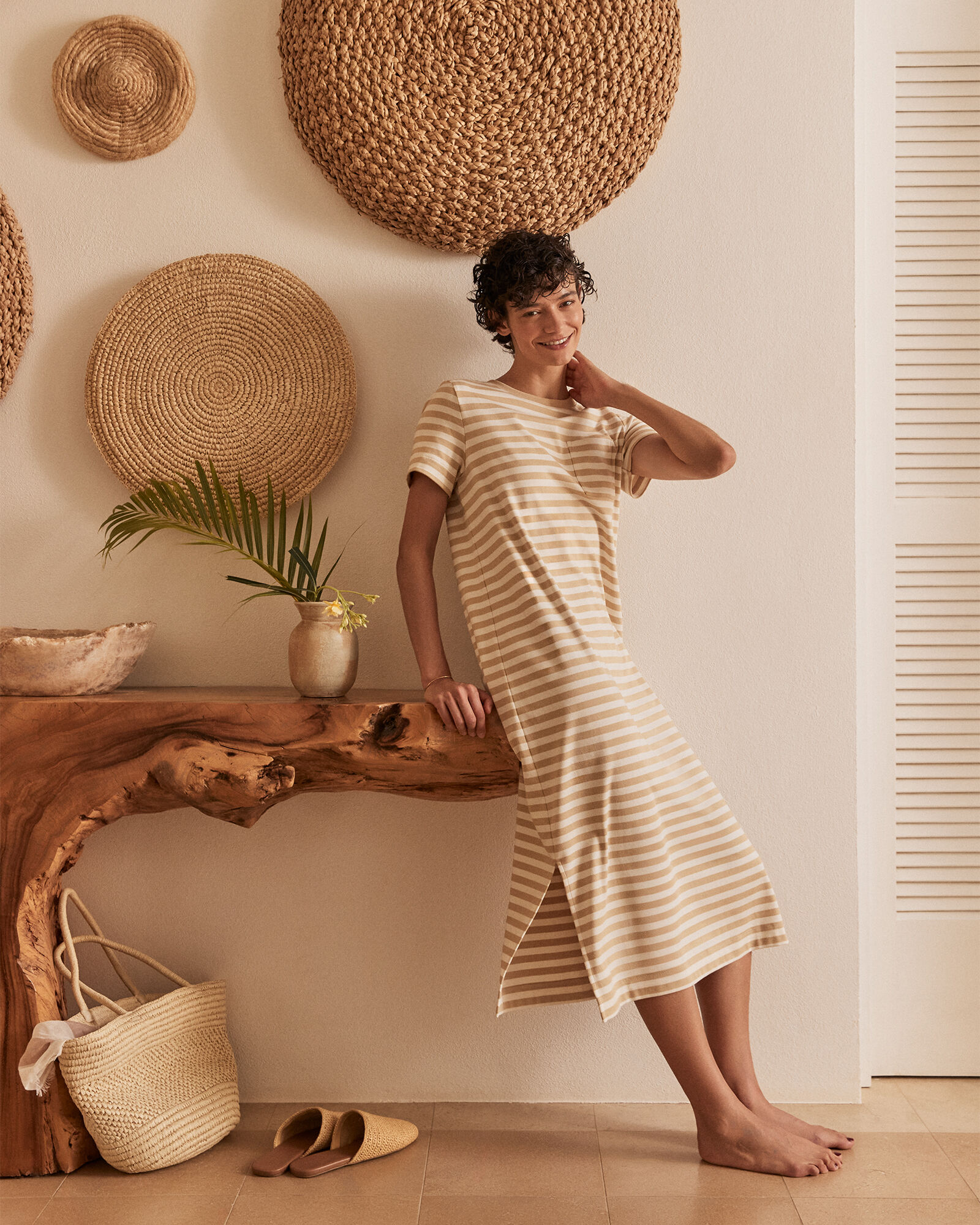 Organic Cotton Interlock Stripe T-Shirt Dress