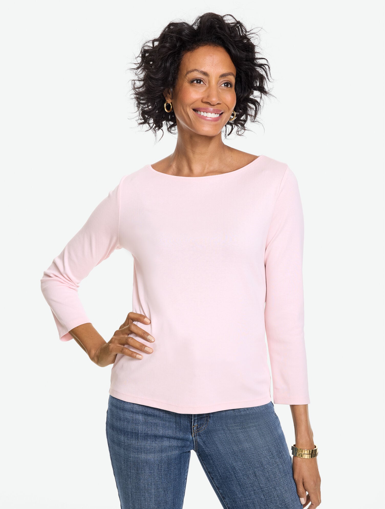 Solid Bateau Neck Tee Pima Cotton