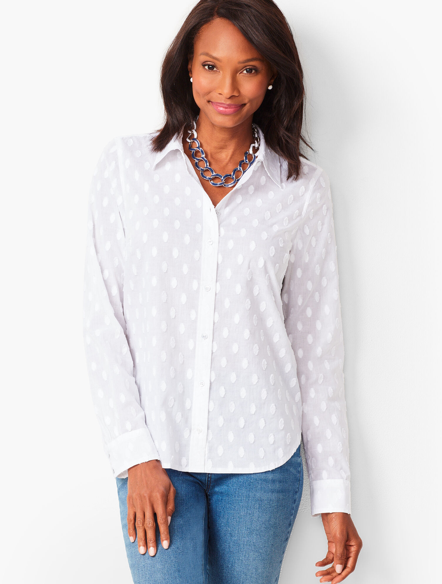 Classic Cotton Shirt - Clip Dot | Talbots