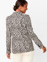 Long Linen-Blend Blazer - Leopard Print
