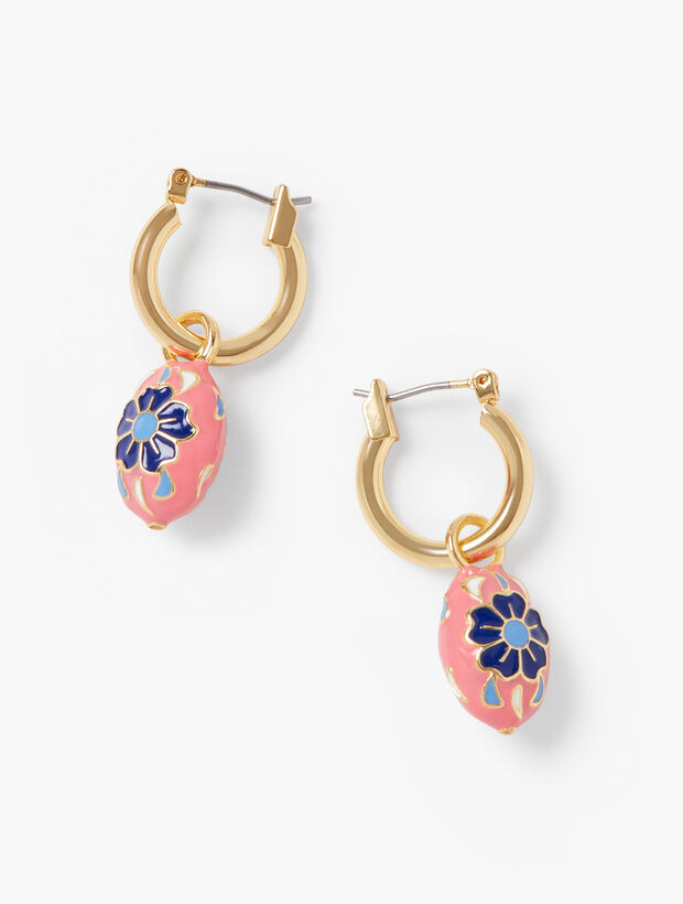 Cloisonn&eacute; Flower Earrings