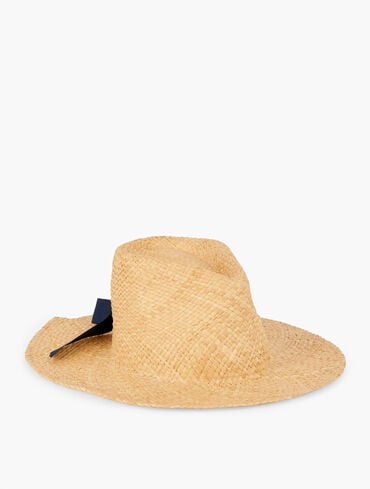 Adjustable Raffia Bow Sun Hat
