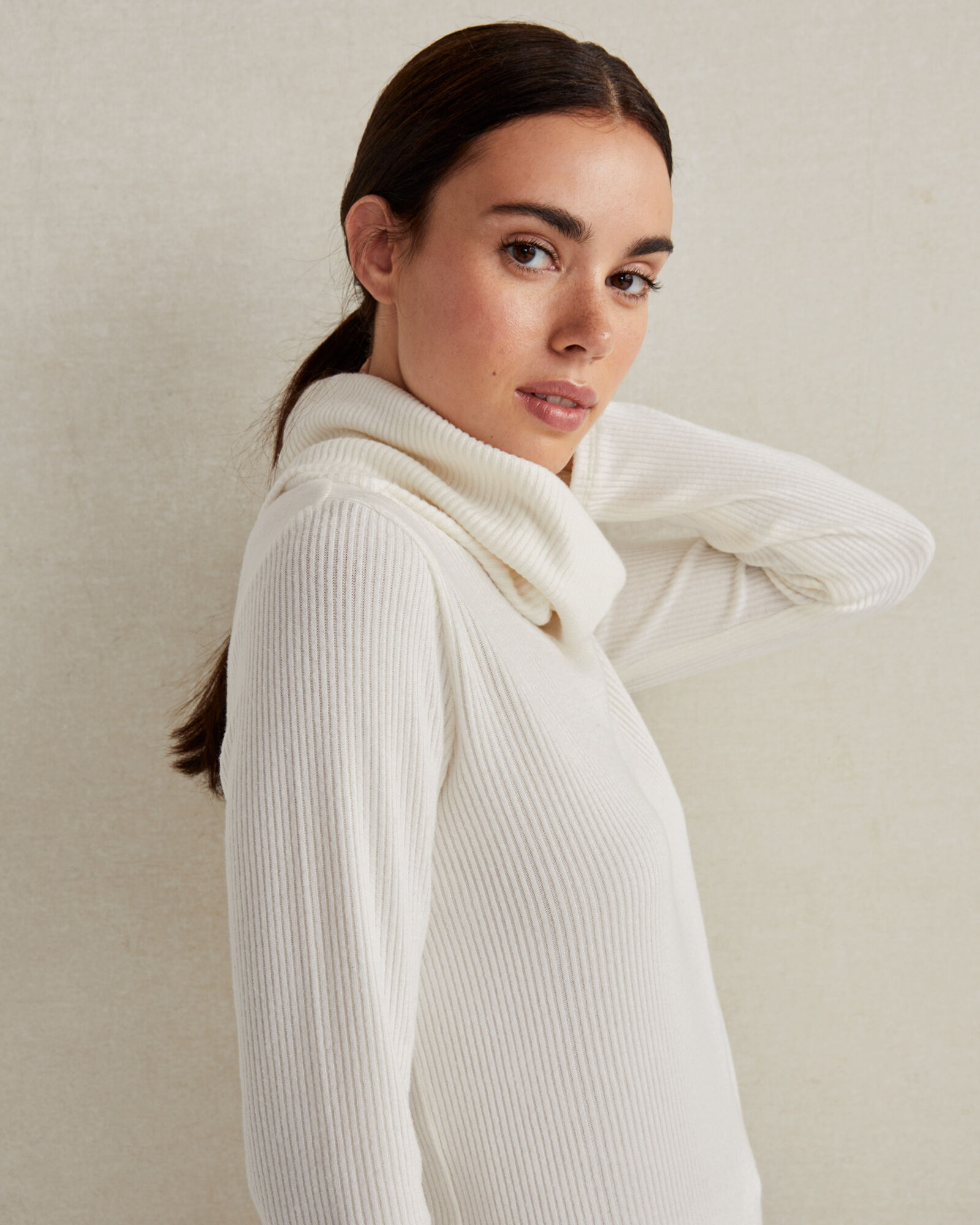 Brushed Rib Knit Cowl Neck Top | Haven Well Within