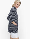 Soft French Terry Open Cardigan - Stripe