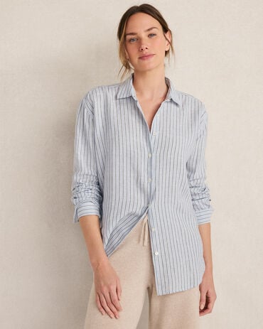 The Daily Shirt in Linen Stripe