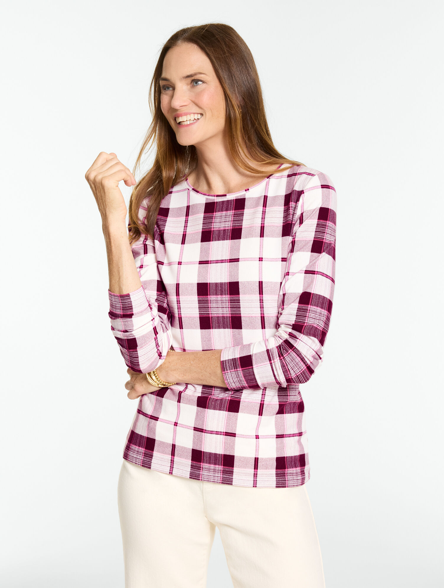 Long Sleeve Crewneck Tee - Autumn Plaid