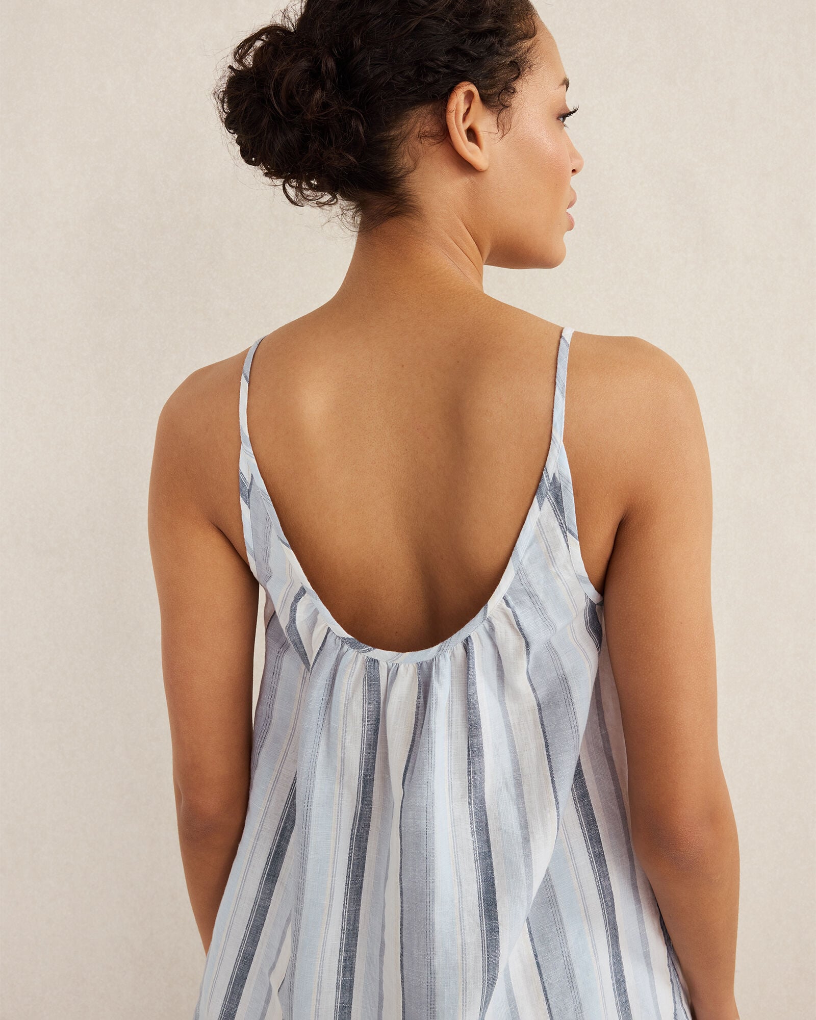 Organic Cotton Linen Coastal Stripe Sleep Cami