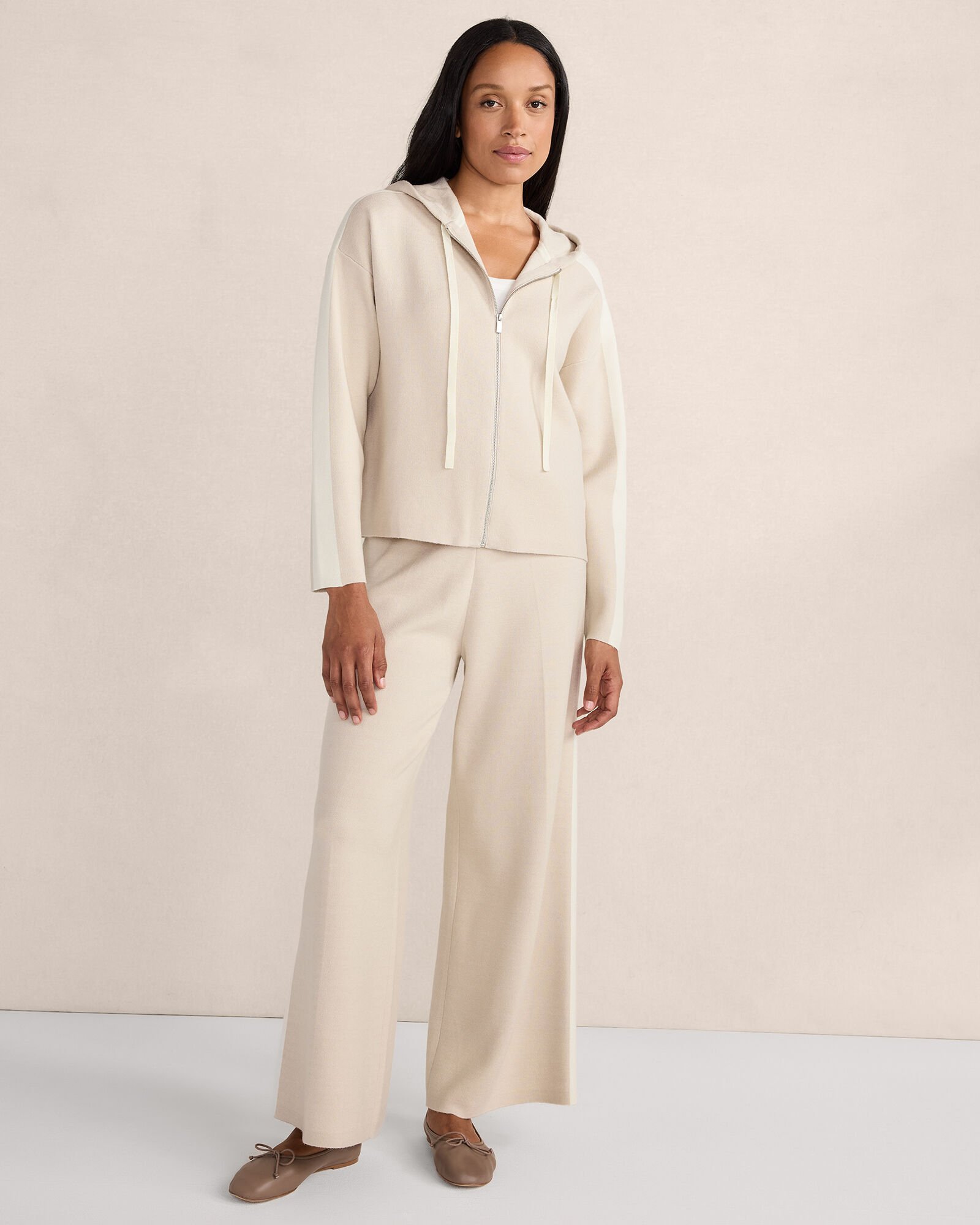 Tuxedo Stripe Zip-Up Hoodie | Haven Well Within