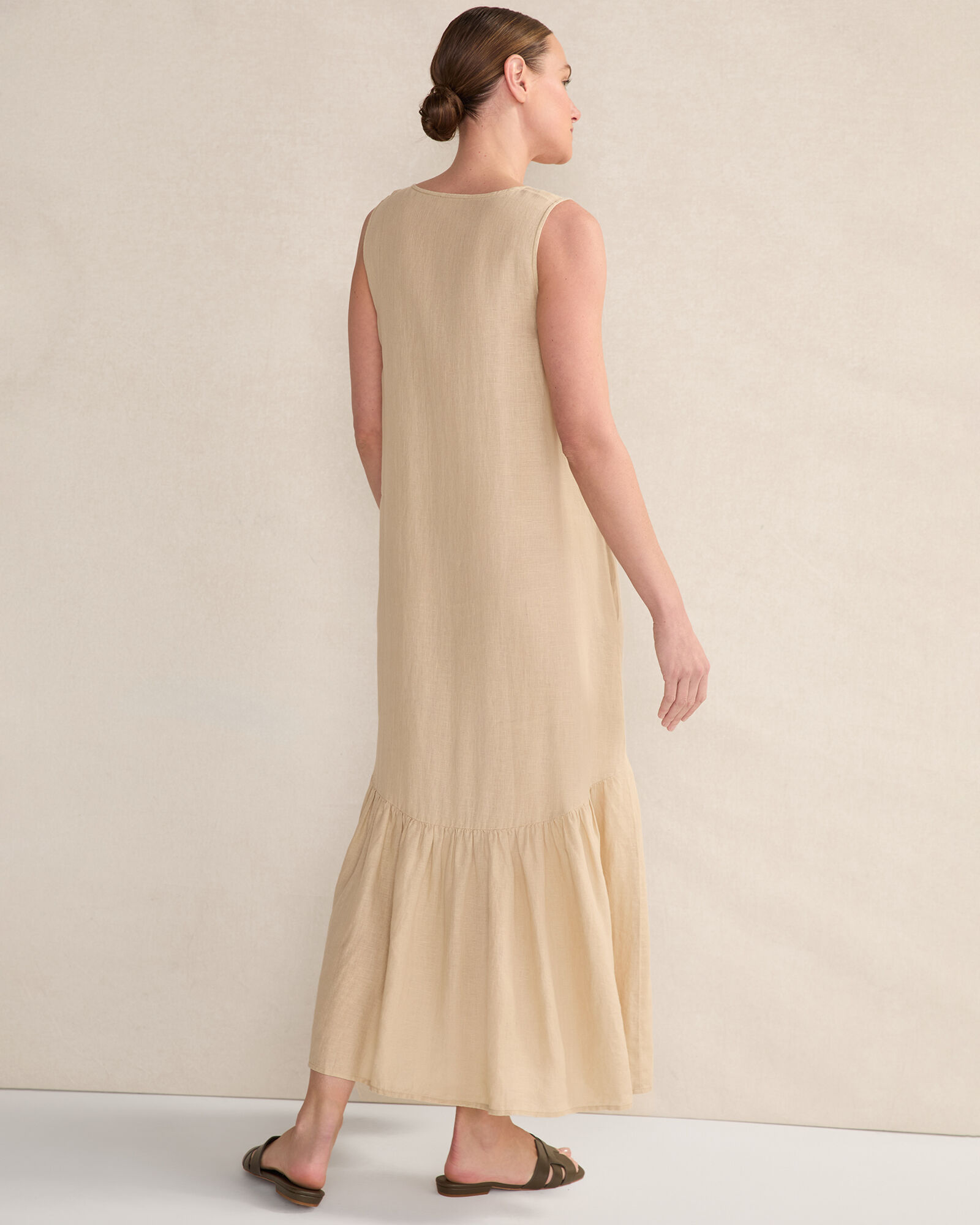ruffle flare dress Artist Garden Pale Cobalt Sleeveless Flared Midi Dress main image 0
