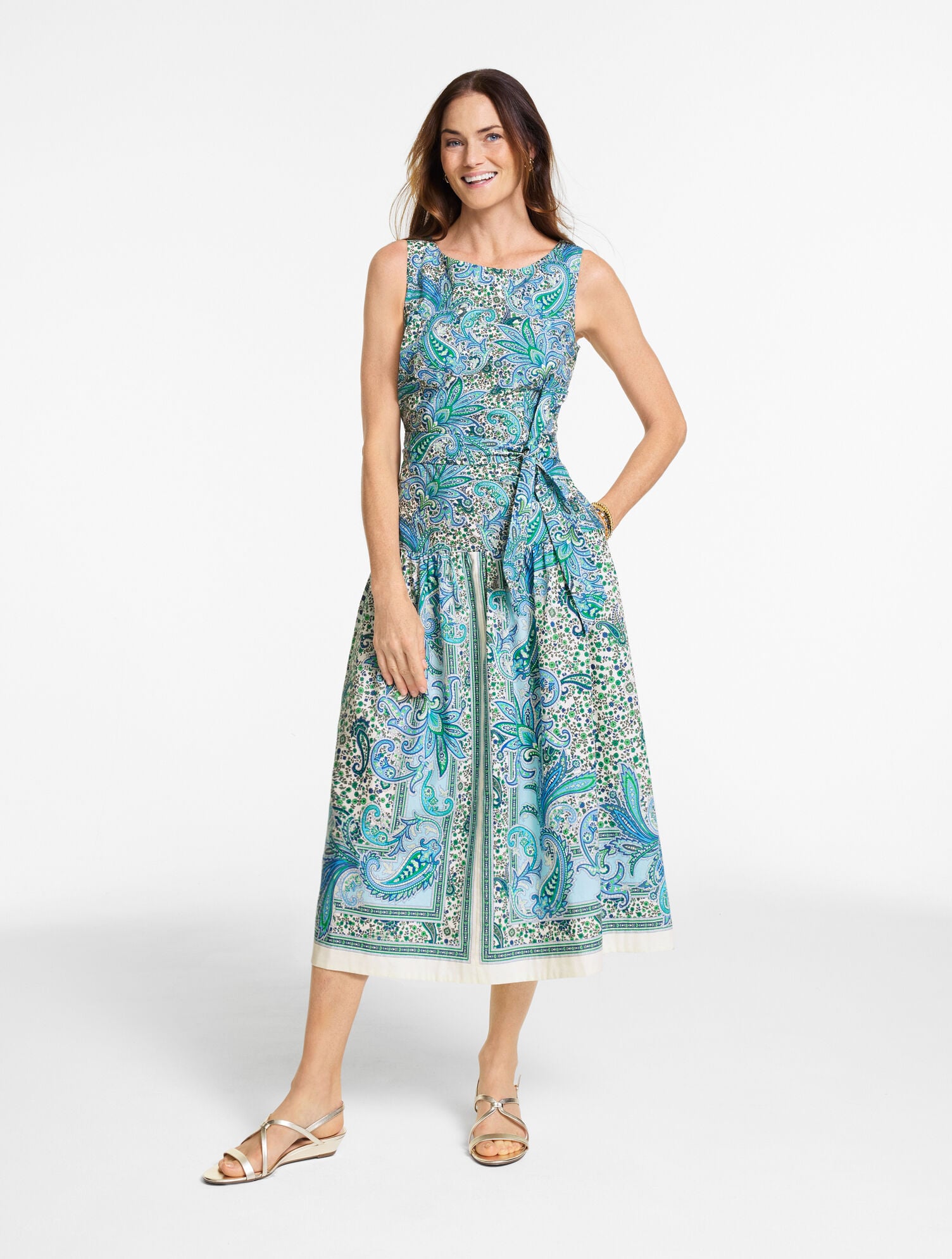 Modern Poplin Fit &amp; Flare Dress - Heritage Paisley