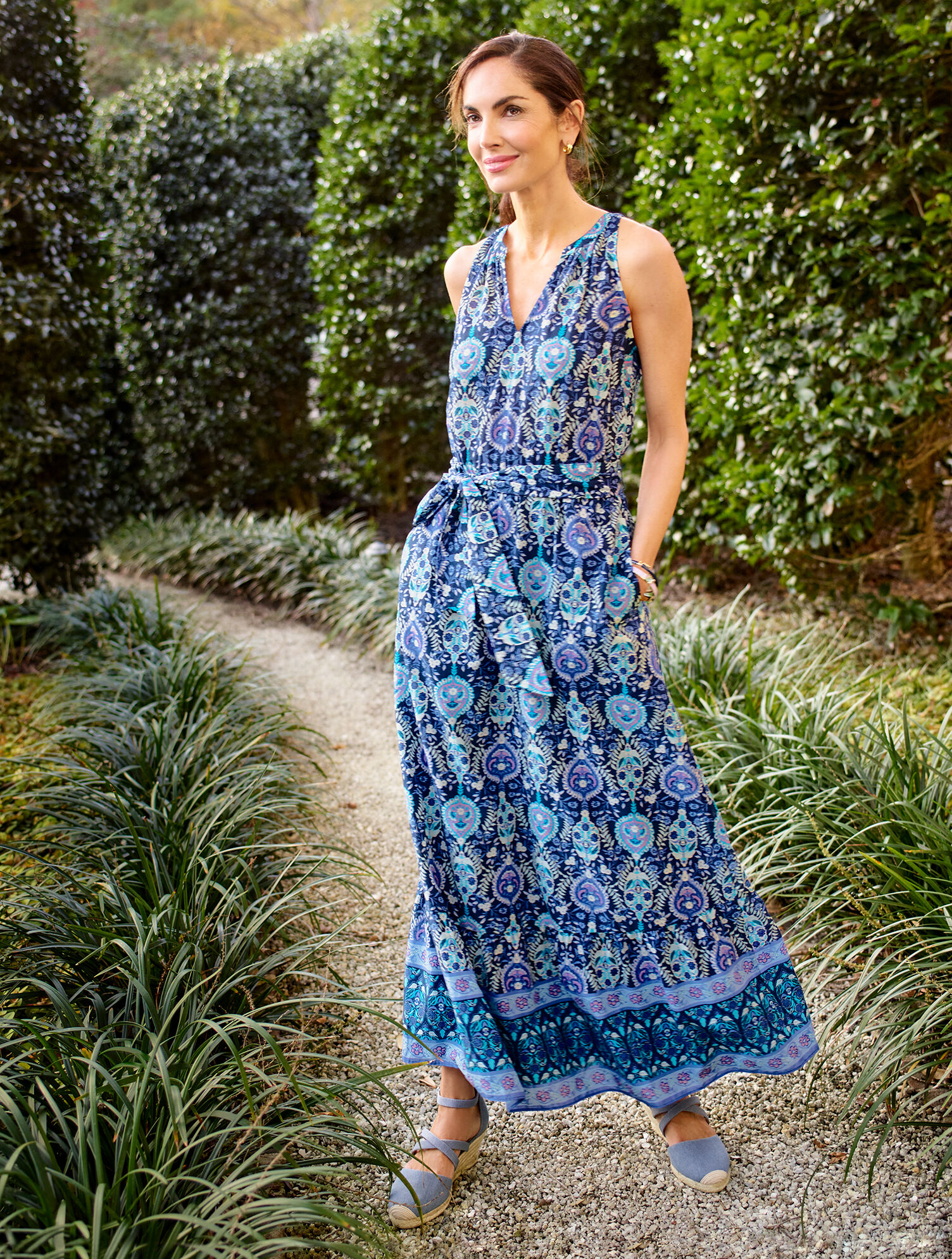 Lyndsay Strappy Denim Espadrille Wedges | Talbots
