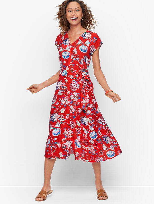 Belted Midi Shirtdress - Delicate Jacobean | Talbots