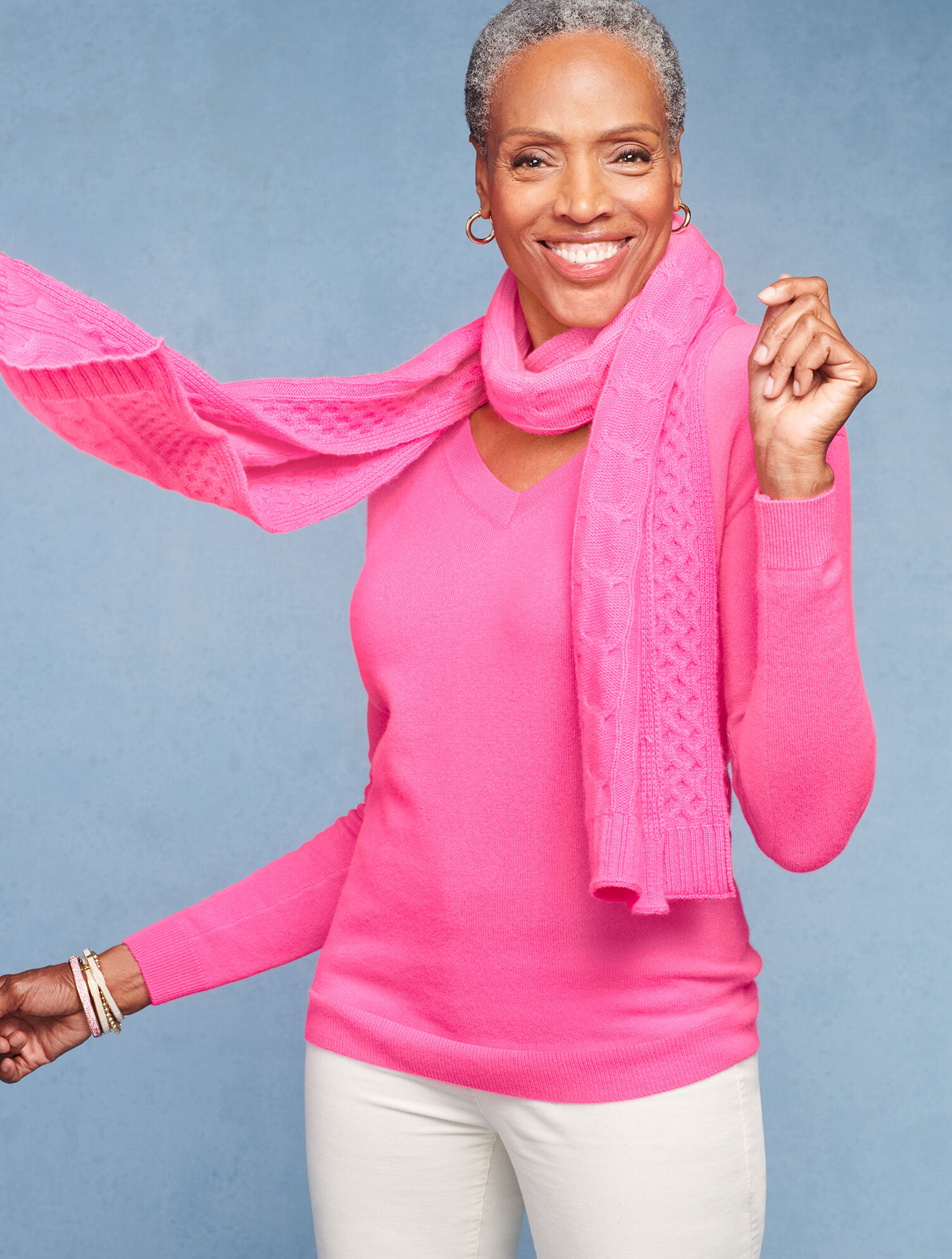 Cashmere Drop Shoulder V-Neck Sweater