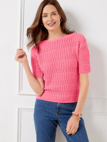 Textured Bateau Neck Pullover