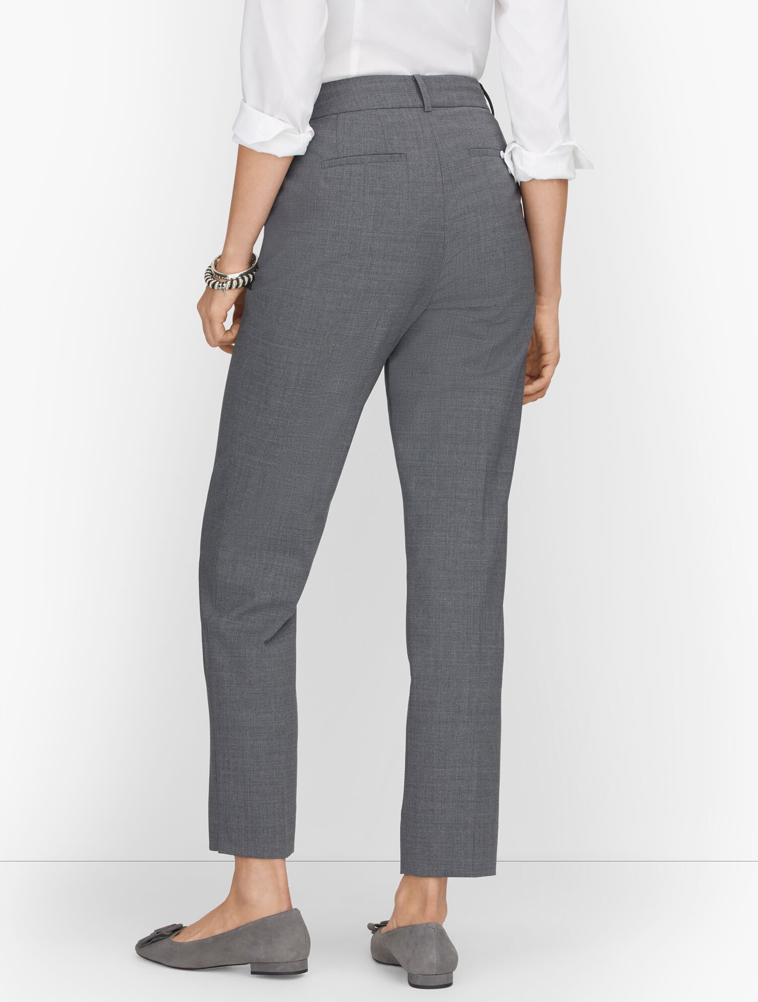 Luxe Wool Slim Ankle Pants - Grey M&eacute;lange