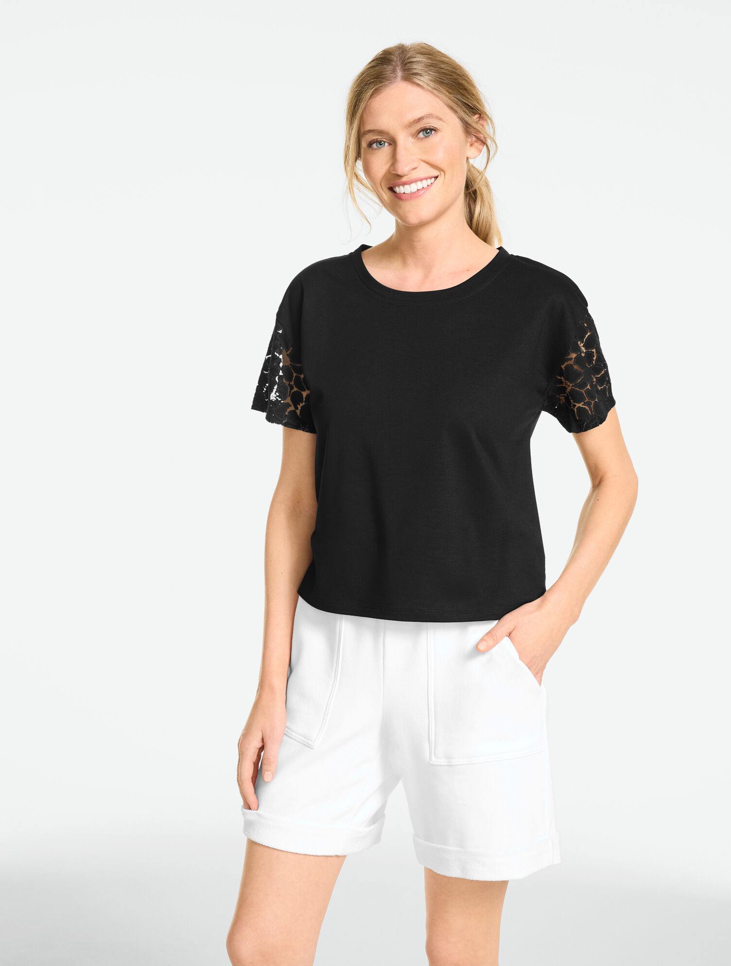 Burnout Jersey Boxy Crewneck Tee - Floral