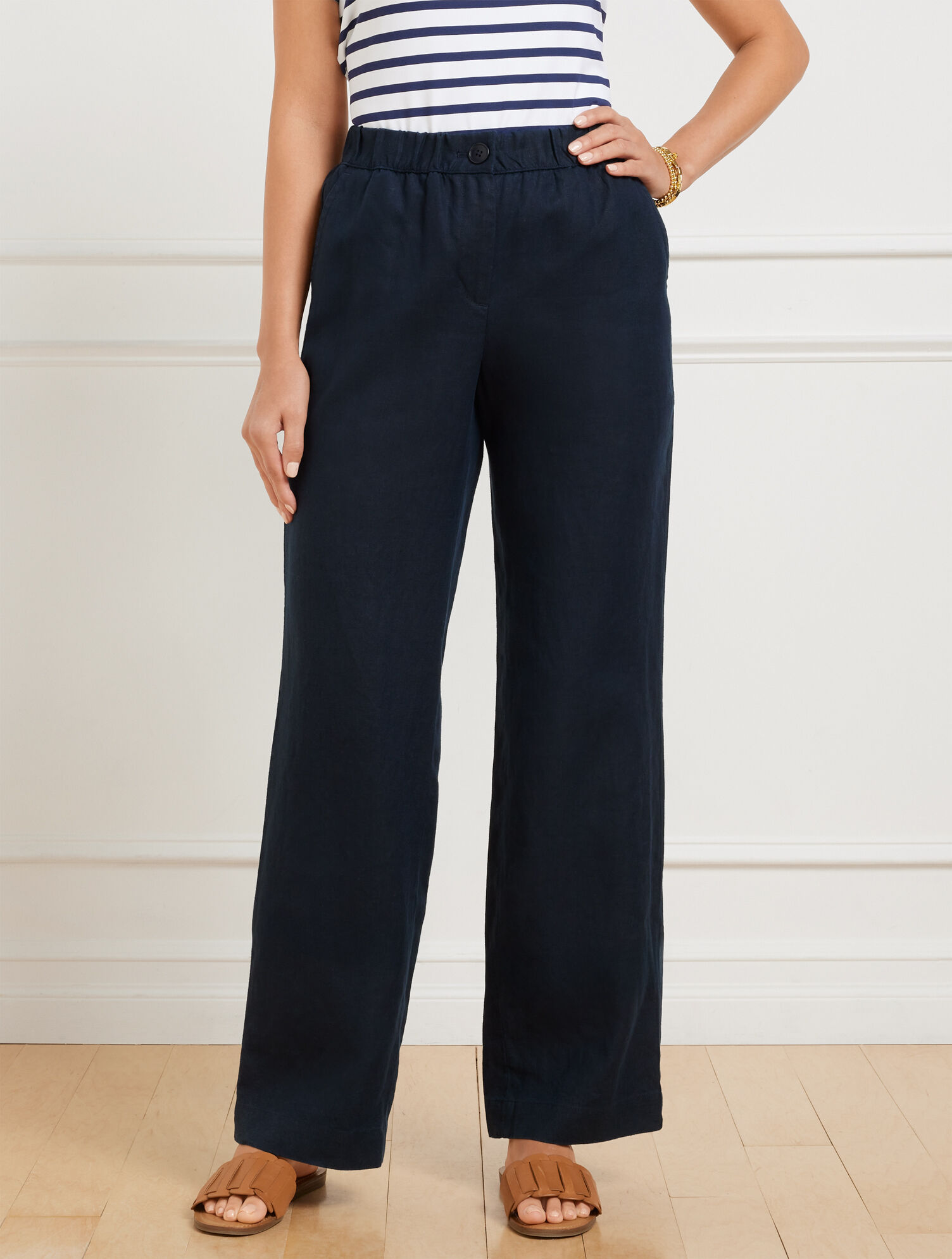 Wide Leg Washed Linen Pants - image 1