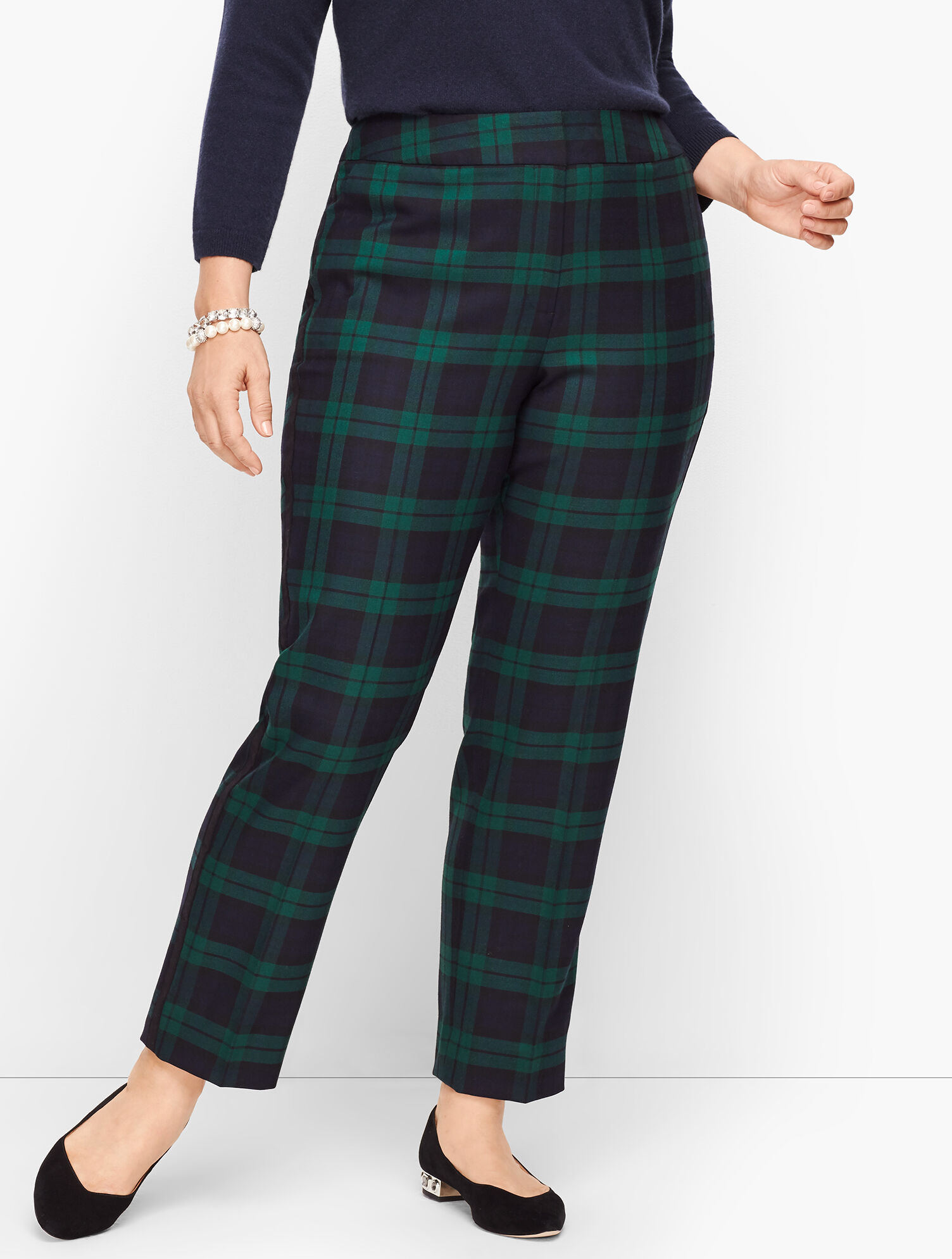 Plus Size Talbots Hampshire Ankle Pants - Black Watch Plaid | Talbots
