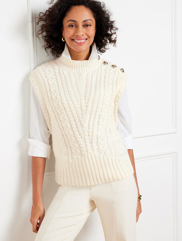 Mock Star Cable Knit Sweater Vest