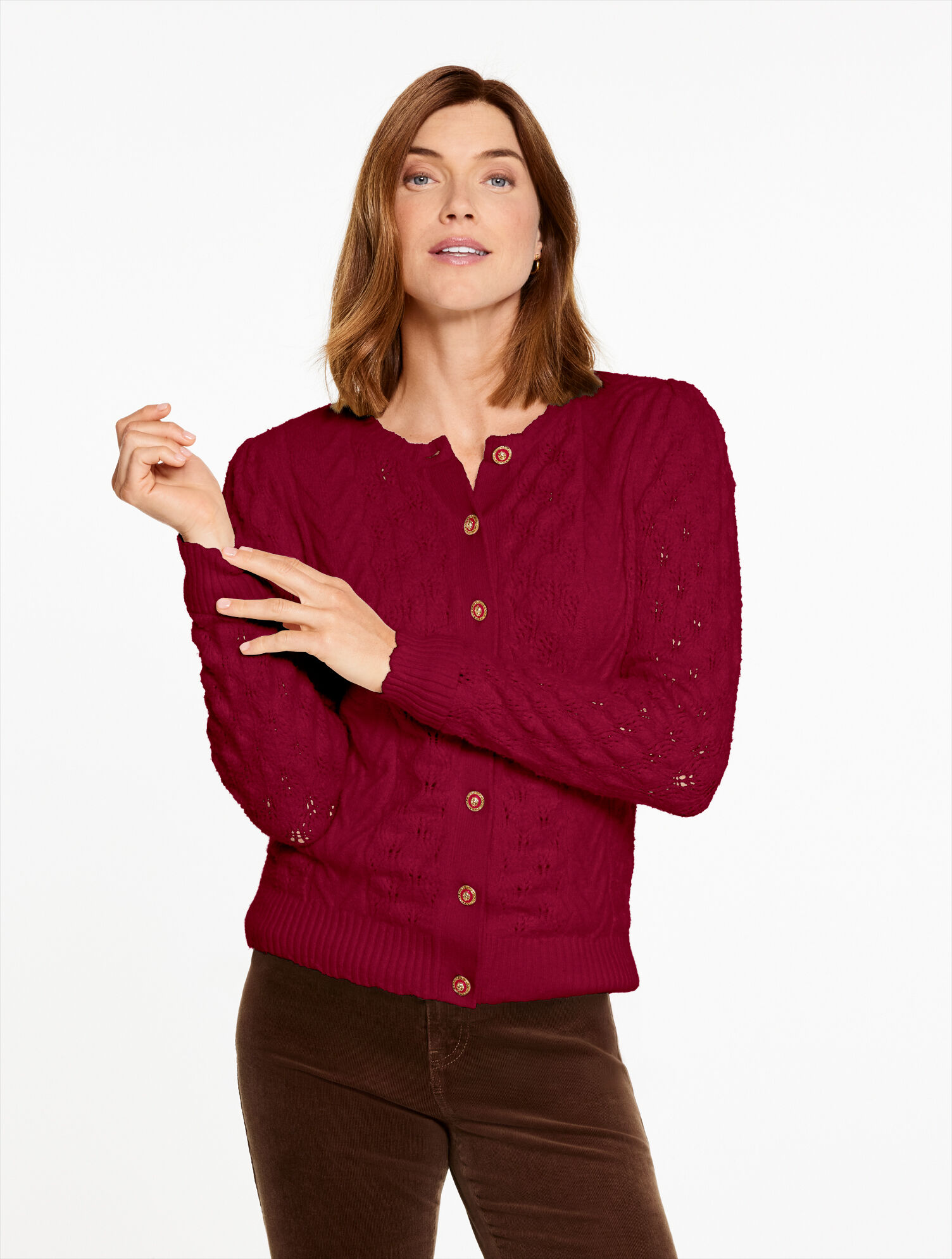 Scallop Crewneck Cardigan | Talbots