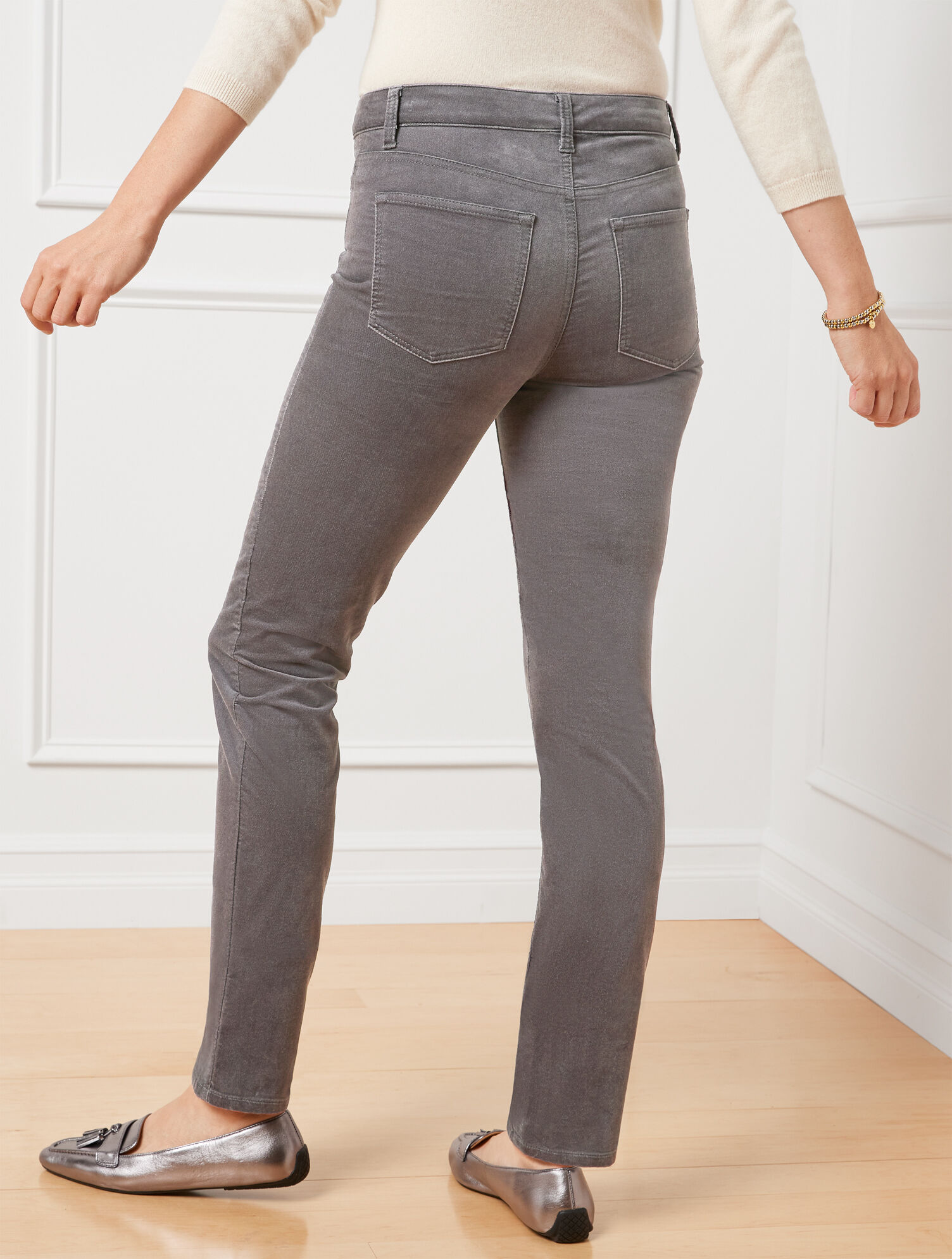 Velveteen Straight Leg Pants - Curvy Fit