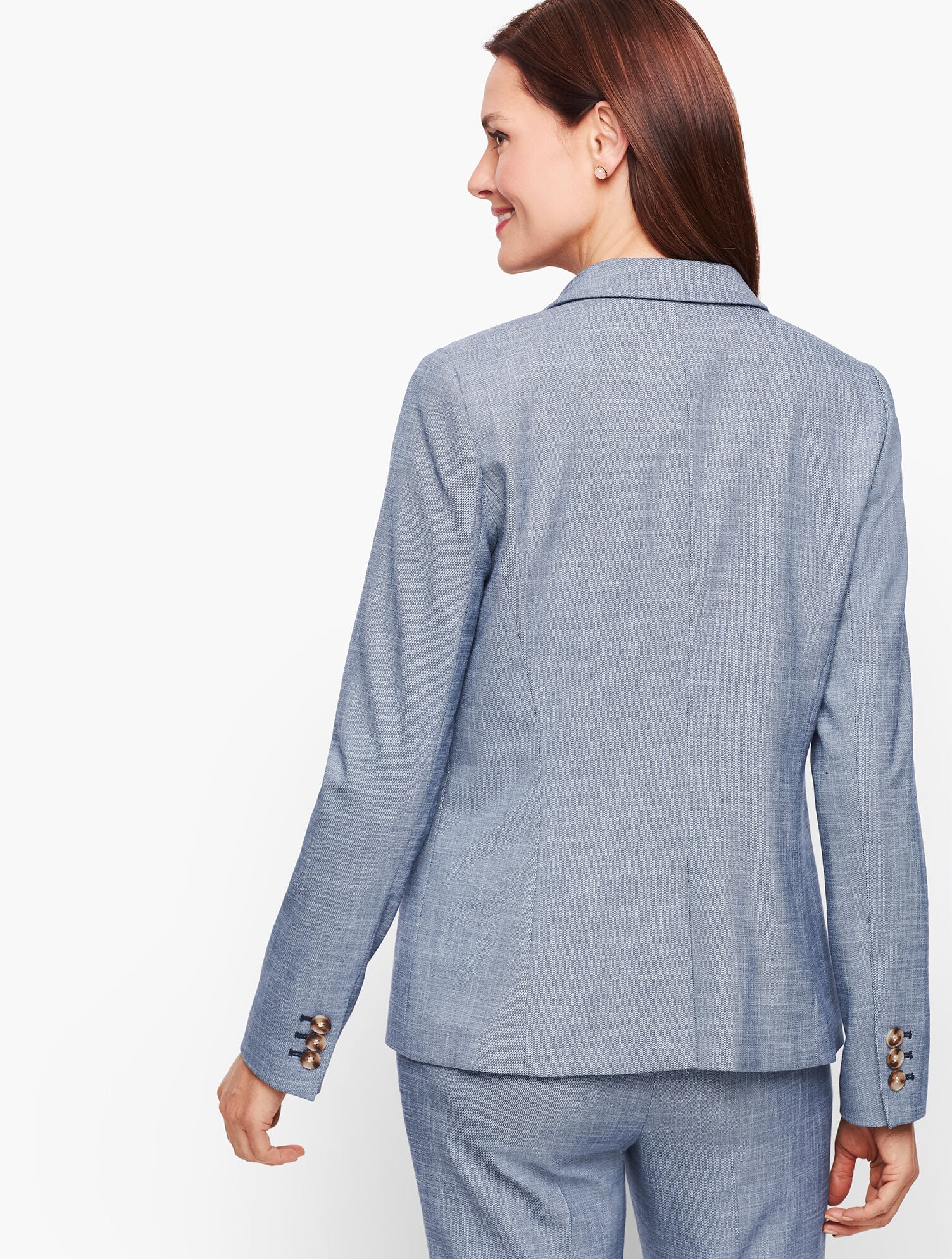 Sharkskin Single Button Blazer