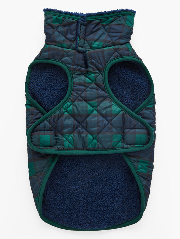 Black Watch Plaid Dog Puffer Jacket Talbots